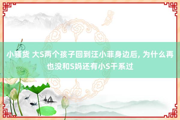 小骚货 大S两个孩子回到汪小菲身边后， 为什么再也没和S妈还有小S干系过